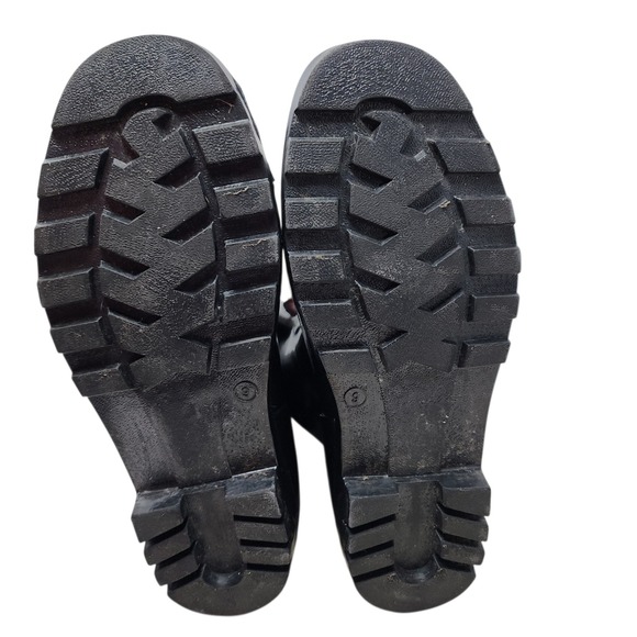 Torrid Rain Boots sz 9 Knee High Black Glossy Wide Calf Buckle Waterproof Rubber - Picture 5 of 12